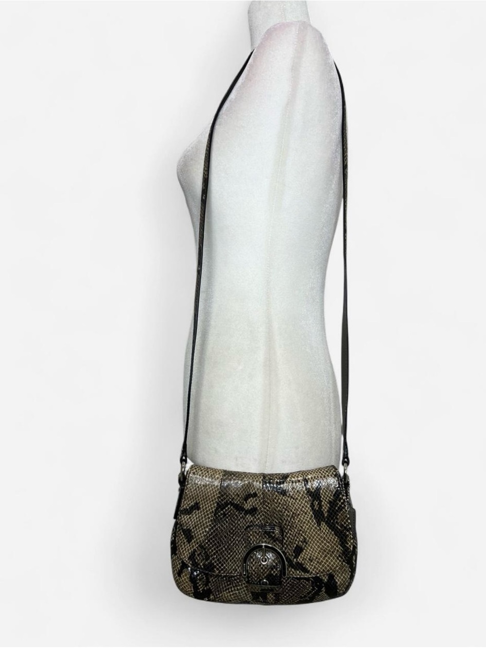 Coach Soho Exotic Python Mini Crossbody Bag with silver hardware and buckle - Picture 8 of 8